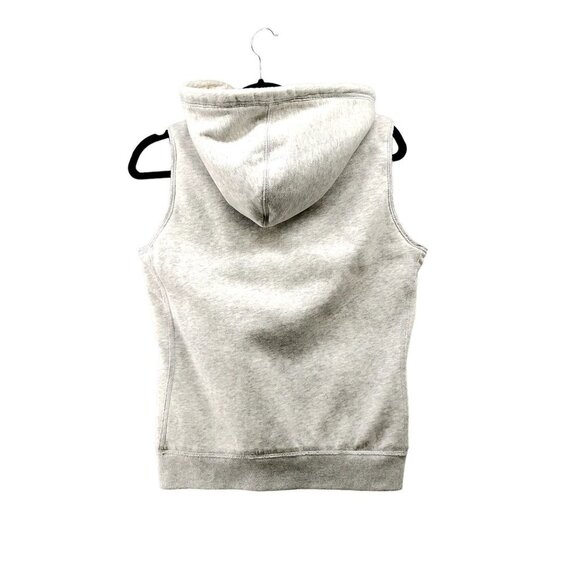Vintage Abercrombie & Fitch Y2K Gray Sherpa Lined Sweatshirt Vest Hoodie Women L - Picture 2 of 11